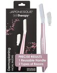 JAPONESQUE - SKINTherapy Dermaplaning Facial Razors - Two Blade Sizes with Interchangeable Handle, Eyebrow Razor, Ultra Sharp Japanese Blades, For Hair Removal, Multipurpose Exfoliating
