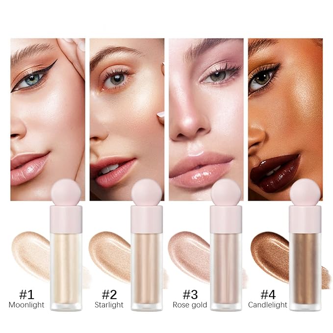 Liquid Highlighter Natural Glow For Face & Body, Rose gold)