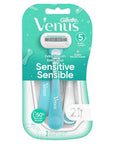 Gillette Venus Extra Smooth Sensitive Disposable Razors for Women with Sensitive Skin, 2 Count (Pack of 2)