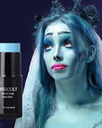 MEICOLY Light Blue Face Body Paint Stick(1.06 Oz),Baby Blue Face Paint Sadness,Sweatproof Waterproof Pale Blue Body Paint for Corpse Bride Halloween SFX Avatar Sally Makeup,Eye Black Stick