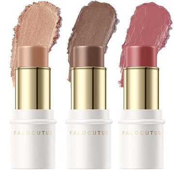 3 Pcs MEDIUM-DEEP Contour Stick Set,Cream Blush & All Skin