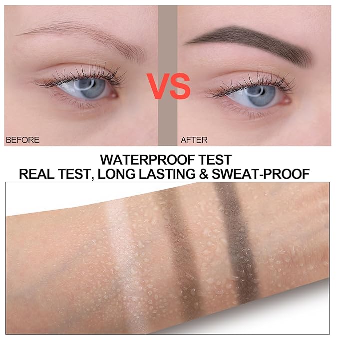 3 Colors Eyebrow Makeup Kit, Professional Brow Contour Palette, Waterproof Long-lasting Eyebrow Filler Powder with Mirror & Brow Brush