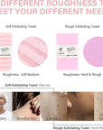 Yiclick Exfoliating Washcloth Towel - Exfoliating Body Scrubber, Loofah Wash Sponge - Korean & Japanse & African Washcloth - Soft + Rough Exfoliating Back Scrubber - for Senstive and Rough Skin