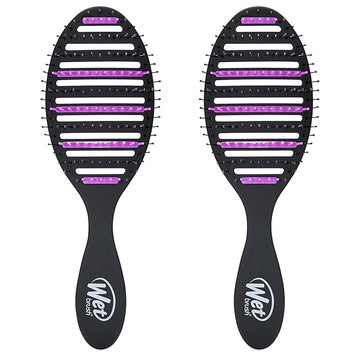 Wet Brush Refresh and Extend Speed Dry Black Detangling Hair Brush -Vented Design Ultra Soft HeatFlex Bristles Are Blow Dry Safe -Removes Dirt Excess Oils & Impurities-Charcoal Bristles (Pack of 2)