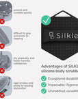 Silicone Body Scrubber - Exfoliating Bath Brush and Skin Cleanser - Shower Sponge for Gentle Body Scrub and Wash - Silicone Scrubbing Care Tool for a Refreshed and Renewed You - Black