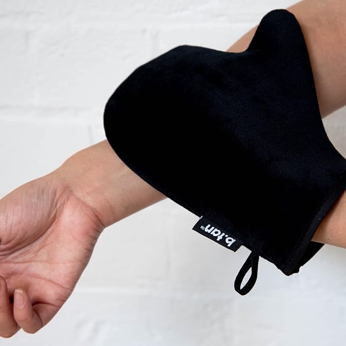 b.tan Face + Body Self Tanning Mitt Kit | Face & Body Mitt Bundle - Streak-Free, Velvety Soft, Reusable & Washable Self Tanner Mitt for Sunless Tan, Body Lotion, Tanning Lotion, Sprays, & Gels