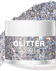 LANGMANNI Holographic Body Glitter Gel for Body, Face, Hair and Lip.Color Changing Glitter Gel Under Light. Vegan & Cruelty Free-1.35 oz (5# Silver Fantasy)