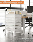 6 Tier Utility Rolling Cart with 6 Drawers Multipurpose Rolling Storage Cart with Wheels and Handles for Office Classroom Kitchen Bathroom Bedroom Organization White