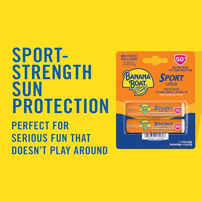 Banana Boat Light As Air Face Sunscreen SPF 50 3oz & Sport Ultra Lip Balm SPF 50 Twin Pack | Face & Lip Sunscreen Bundle