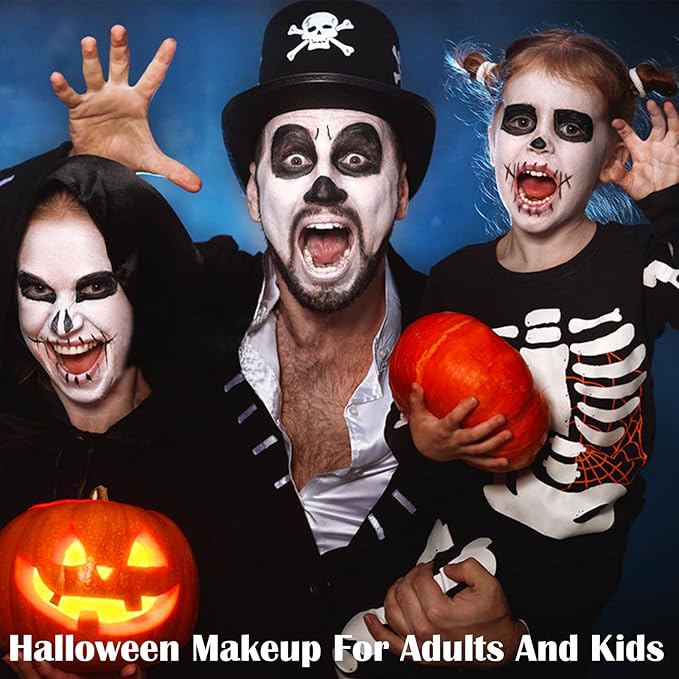 MEICOLY Black White Face Body Paint Stick Set,Waterproof Face Paint Stick for Adults and Kids,Clown White Makeup,Face Painting for Halloween SFX Skull Zombie Skeleton Goth Makeup