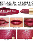 Oulac Wine Red Lipstick for Women with Metallic 3D Shine Lightweight Hydrating Formula, High Impact Lip Color, Vegan Beauty, Full Coverage Lip Makeup, Christmas Gifts for Women, One Last Kiss (14)