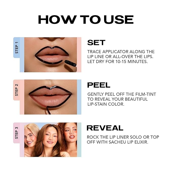 Sacheu Lip Liner Stay-N Peel Off Lip Stain — Long Lasting Matte Lip Tattoo Transfer Proof Lipstain Infused with Hyaluronic Acid & Vitamin E for All Skin Types — Vegan & Cruelty-Free, Coreal
