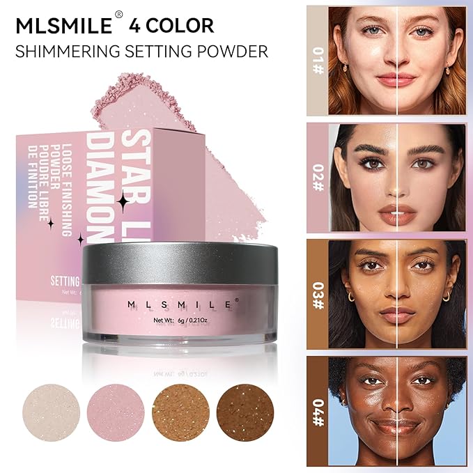 AKARY Dark Brown Translucent Setting Powder, Shimmer Finishing