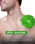 iTokGoK® Premium Silver-Infused Double-Sided Design 2-in-1 Silicone Body Scrubber for Men,Body Buffer Scrubber for Sensitive Skin, Ergonomic No-Slip Handle, Long-Lasting & Easy to Clean - Green
