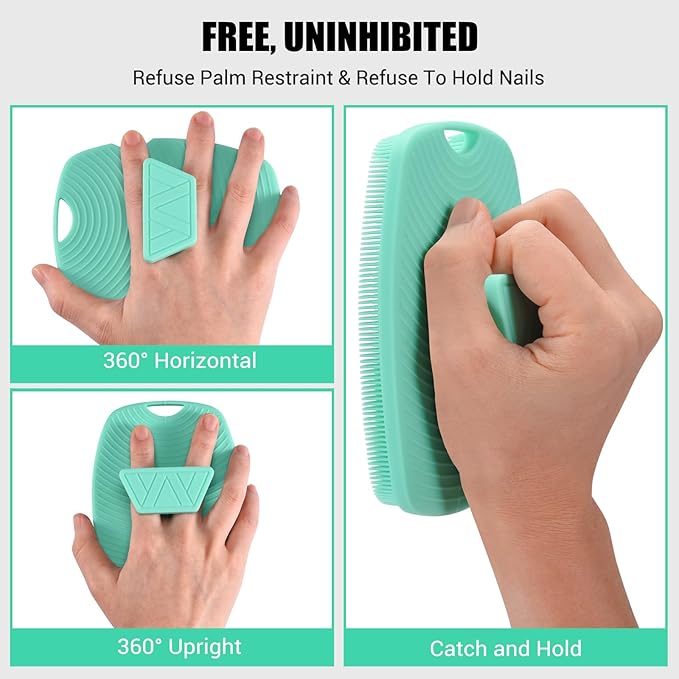 Zinc Infused Silicone Body Scrubber for Shower,Food-Grade Handheld Cleansing Skin Brush, Gentle Exfoliating and Lather Well - Green