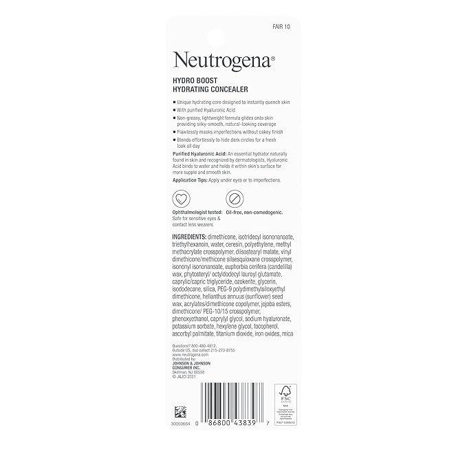 Neutrogena Hydro Boost Hydrating Concealer Stick for Dry 0.12 Oz