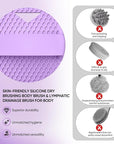 Lymphatic Drainage Silicone Body Scrubber for Shower - Exfoliating Silicone Loofah with Zinc Infused and Stiff Massage Nodes，for Improving Skin Health and Reduces Acne -Purple
