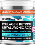 SimplyVital Collagen, Retinol & Hyaluronic Acid Cream - Anti-Aging Face Moisturizer for Face, Firming Skin Care Neck & Décolleté - Made in USA, Daily Moisturizer Face Cream Day & Night - 1.7 fl.oz.