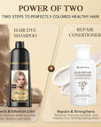 Natural Hair Dye Shampoo 3 IN 1, Gray Hair Coverage, Vegan, Ammonia-Free & Paraben-Free Hair Coloring Shampoo for Women & Men, Beard Dye for Men, Nourishing Gentle (CHAMPAGNE BLONDE)