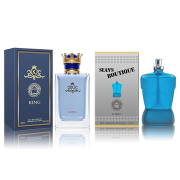 Men Cologne Set (3.4oz/100ml x 2PCS) Eau De Perfume Natural Spray Notes of Woody, Spicy, Citrus & Aromatic Long Lasting Fragrance for Daily Use (SeanBou&King)
