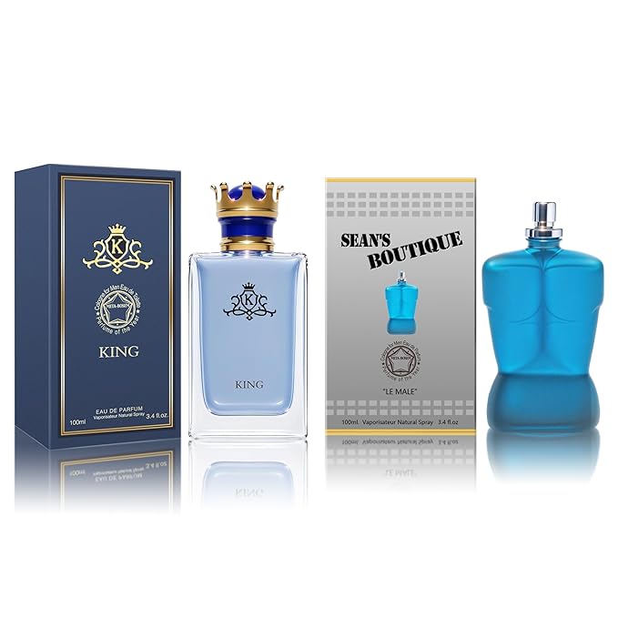 Men Cologne Set (3.4oz/100ml x 2PCS) Eau De Perfume Natural Spray Notes of Woody, Spicy, Citrus & Aromatic Long Lasting Fragrance for Daily Use (SeanBou&King)