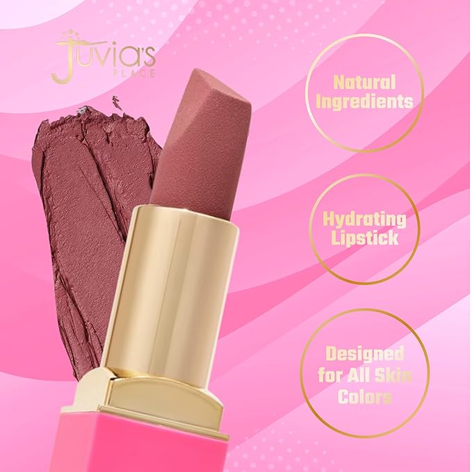 Juvia's Place The Nude Velvety Matte Lipstick A Mauve Moment - Nude, Long-lasting, Rich-Color Lip Makeup, Creamy Lipstick with Matte Finish, Beauty & Lip Products