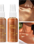 MAEPEOR Body Glitter Spray 4 Colors Quick-Drying and Non-Sticky Body Glitter Spray Moisturizing Bronze Body Shimmer for Face Hair Body (80ML, 03 Golden Brown)