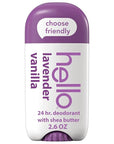 hello Lavender Vanilla Aluminum Free Deodorant for Women and Men with Shea Butter, 24-Hour Freshness, Baking Soda Free Deodorant, Dermatologically Tested, 2.6 oz Stick