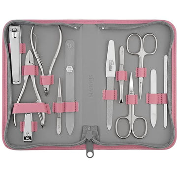 Manicure Set Women and Men – 12-Piece Professional Grooming Kit with Premium Tools, Genuine Leather Case, and Exclusive Glass Nail File for Hand & Foot Care, German Quality