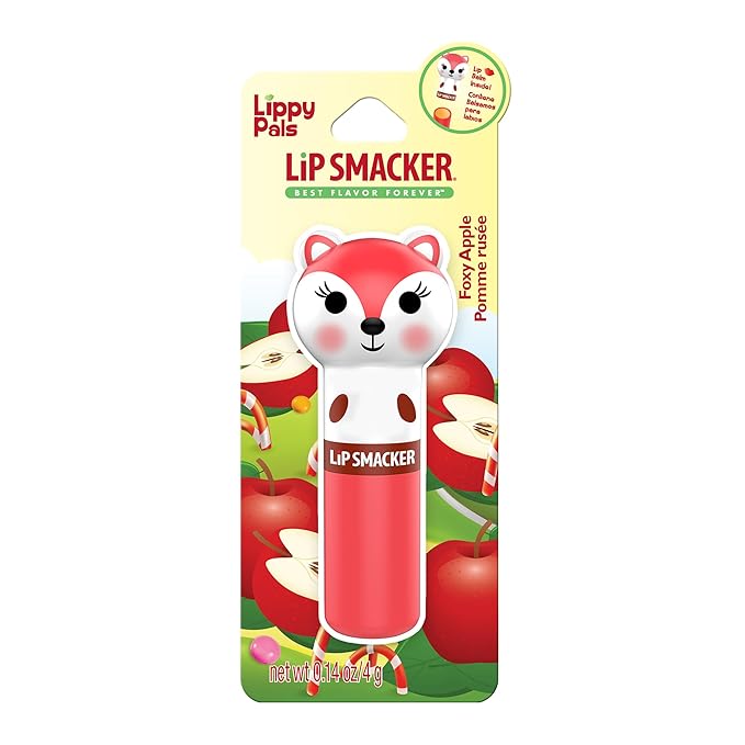 Lip Smacker Lippy Pal Fox Lip Balm Clear Matte Finish, Foxy Apple Flavored, Moisturizing, For Kids