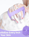 Silicone Body Scrubber 2 Counts, Exfoliating Body Wash Scrubbers Exfoliator, Shower Body Brush for Effective Showering Exfoliation and Gentle Massage (Black+Purple)