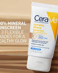CeraVe Hydrating Mineral Sunscreen SPF 30 with Sheer Tint, Tinted Mineral Sunscreen with Zinc Oxide & Titanium Dioxide, Blends Seamlessly For Healthy Glow, Light, 1.7 Oz