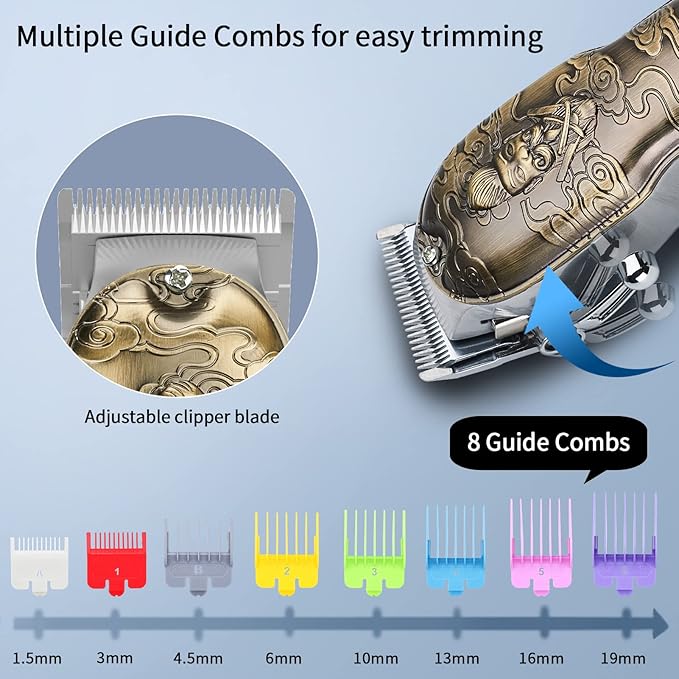 Hair Clippers for Men,Professional Hair Cutting Kit,Cordless Barber Clipper and T-Blade Beard Trimmer Set (Gold-1)