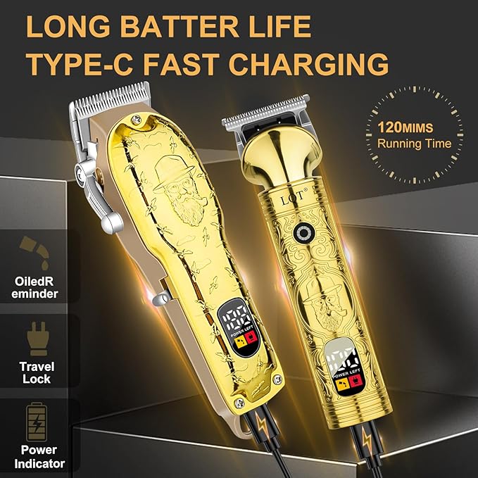 LQT® Hair Clippers for Men Professional with Beard Trimmer, Barber Clippers and Trimmers Set, Electric Razor Shavers for Men, Cordless Mens Grooming Kit for Nose, Face, Hair, Gifts