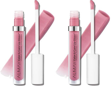 Almay Color & Care Hydrating Lip Gloss, Soft Natural Hues, Prebiotic Complex, Hyaluronic Filling-Sphere Technology, 500 Sunrise Punch, 0.1 Fl Oz (Pack of 2)