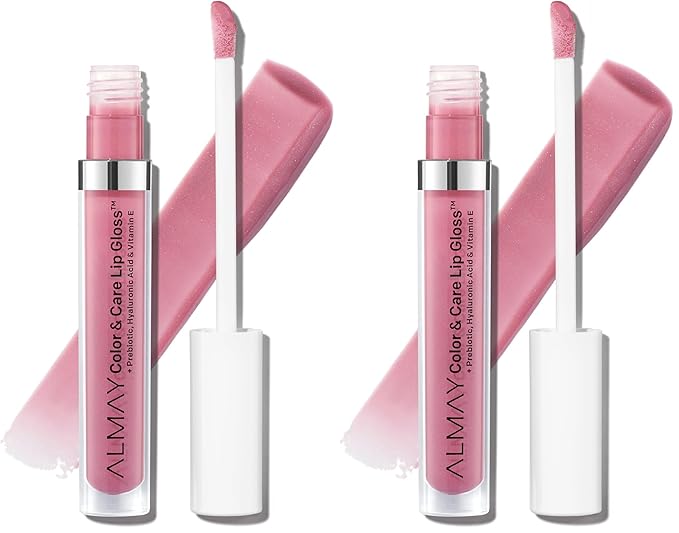 Almay Color & Care Hydrating Lip Gloss, Soft Natural Hues, Prebiotic Complex, Hyaluronic Filling-Sphere Technology, 500 Sunrise Punch, 0.1 Fl Oz (Pack of 2)