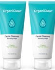 Facial Cleanser w/Organic Tea Tree & Salicylic Acid – Gentle Daily Foaming Gel Face Wash for Deep Cleansing & Makeup Removal – Unclogs Pores, Eliminates Dirt & Oil, (2 oz) 2 Pack