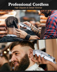 Ufree Hair Clippers for Men Professional, Barber Clippers and Trimmers Set, Cordless Hair Clippers for Hair Cutting Kit with LED Display, Electric Hair Trimmer, Gifts for Men, Silver