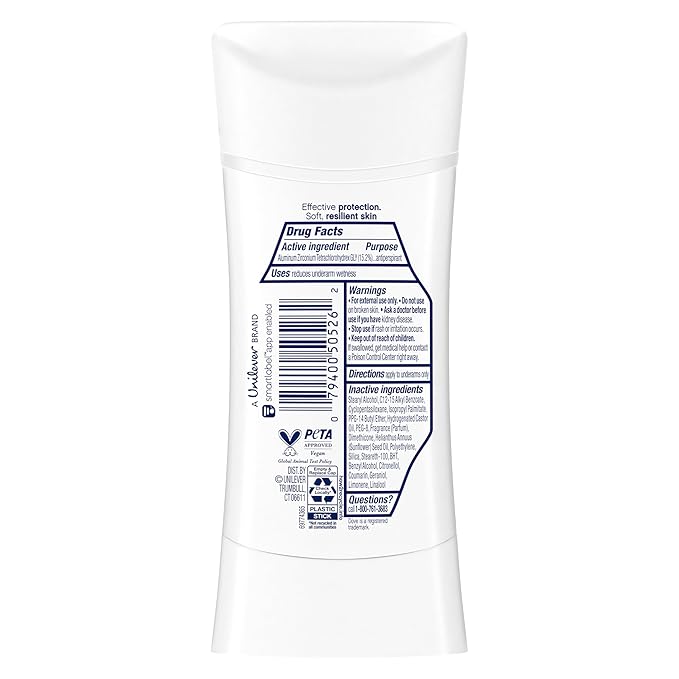 Dove Advanced Care Antiperspirant Deodorant Stick Peach & Chamomile Tea 4 Count for helping your skin barrier repair after shaving 72 hour odor control and all-day sweat protection 2.6 oz