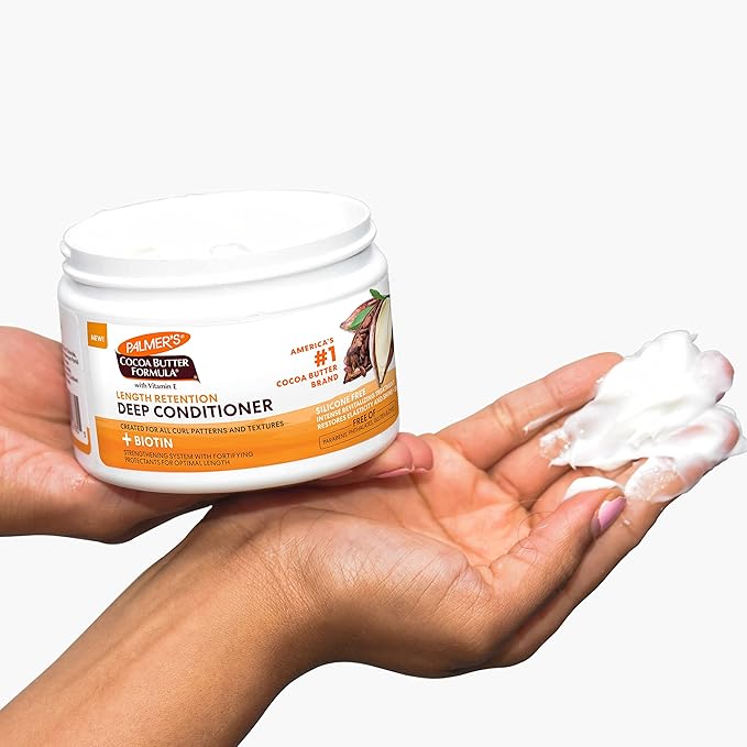 Palmer's Cocoa Butter & Biotin Length Retention Deep Conditioner, Strengthen, Nourish and Restore Elasticity and Shine, Suitable for All Curly Hair Patterns 8.5 Ounce