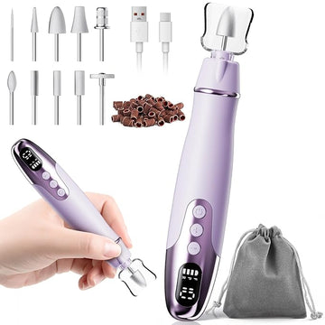 Aleanu Professional Manicure Pedicure Kit - 10 Speeds Cordless Nail Drill丨Rechargeable Pedicure Tools for feet, Nail Drill for Thick Nail Toenail Cuticle Women Men Baby Pets(Purple)