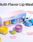 3-in-1 Dual-Color Sleeping Lip Mask Set – Blueberry, Grape & Lemon | Hydration & Repair for Dry Cracked Lips, Infused with Grape Seed Oil and Citrus Extracts for Rejuvenates Lips, 1.26 Fl Oz
