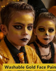 Go Ho Metallic Gold Face Body Paint Stick,Washable Face Paint Gold Eye Black,Non-toxic Cream Body Paint for Halloween Costumes Cosplay SFX Makeup