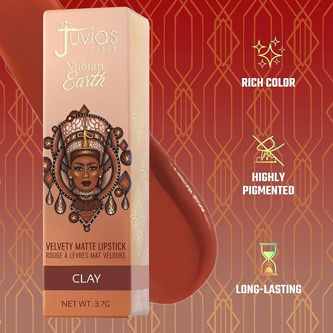 Juvia's Place Nubian Earth Matte Lipstick Clay - Hydrating Long-lasting Lipstick, Richly Pigmented Lip Makeup, Creamy with Matte Finish Beauty & Lip Care Product