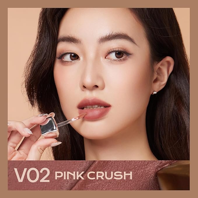 Mistine Makeup Velvet Lip Gloss Matte Lip Cream Liquid Lipstick Softening with Hyaluronic Acid Lip Tint, Non-Sticky Lightweight Lip Color V02 Pink Crush 0.1 fl oz