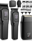 Professional Hair Clipper for Men, 3 in 1 Hair Clipper Beard Trimmer and Electric Foil Shaver Set with LED Display, Cordless Grooming Kit for Home, Travel, Barber, Ideal Gift for Him