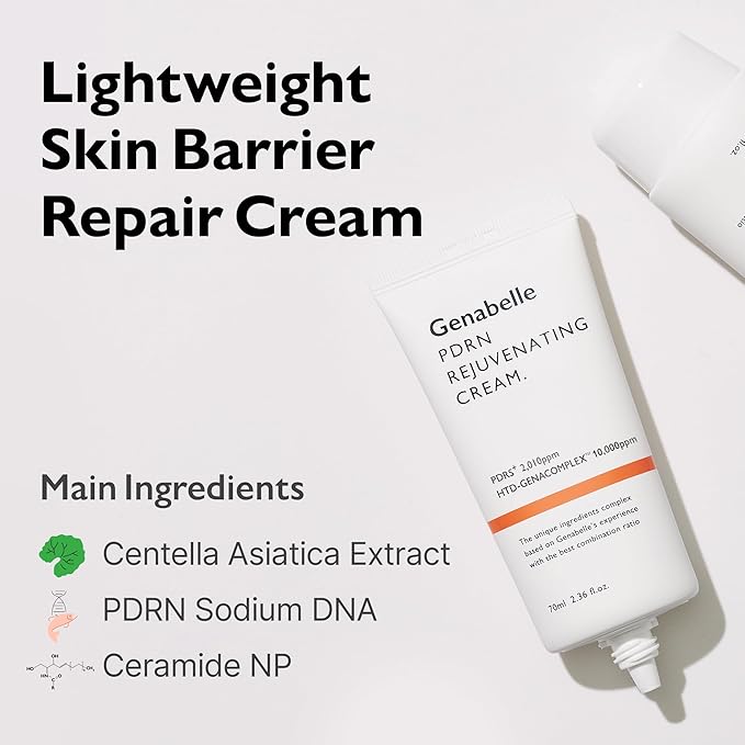 PDRN Rejuvenating Cream - Lightweight Moisturizer with Original PDRN, CICA, Hyaluronic Acid - Nourishing, Hydrating, and Soothing Formula - 2.36 fl.oz