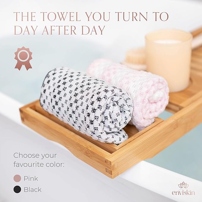 Dermaglow Exfoliating Towel-Dual Texture Washcloth for All Skin Types-Easy to Use Japanese Exfoliating Shower Towel for Women & Men- Body Scrubber Wash Cloth