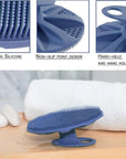 Food-Grade Soft Silicone Body Cleansing Brush Shower Scrubber, Gentle Exfoliating and Massage for All Kinds of Skin (Dark Blue)