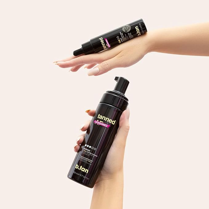 B.TAN Dark Mousse Self Tanner, 1 Hour Sunless Tanner, Vegan, Cruelty Free, 6.7 Fl Oz